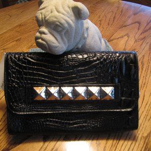 JJ Winters Kyle Clutch Black Leather Alessandra